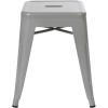 Flash Furniture Metal Dining Table Height Stool – Backless Purple Kai Commercial Grade Stool – 18 Inch Stackable Dining Chair – Set of 4(Silver)