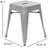 Flash Furniture Metal Dining Table Height Stool – Backless Purple Kai Commercial Grade Stool – 18 Inch Stackable Dining Chair – Set of 4(Silver)