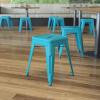 Flash Furniture Metal Dining Table Height Stool – Backless Purple Kai Commercial Grade Stool – 18 Inch Stackable Dining Chair – Set of 4(Teal)