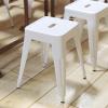 Flash Furniture Metal Dining Table Height Stool – Backless Purple Kai Commercial Grade Stool – 18 Inch Stackable Dining Chair – Set of 4(White)