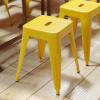 Flash Furniture Metal Dining Table Height Stool – Backless Purple Kai Commercial Grade Stool – 18 Inch Stackable Dining Chair – Set of 4(Yellow)