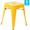Flash Furniture Metal Dining Table Height Stool – Backless Purple Kai Commercial Grade Stool – 18 Inch Stackable Dining Chair – Set of 4(Yellow)