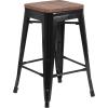 Flash Furniture Metal/Wood Colorful Restaurant Counter Stools, Red (Pack of 1)(Black)