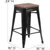 Flash Furniture Metal/Wood Colorful Restaurant Counter Stools, Red (Pack of 1)(Black)