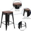 Flash Furniture Metal/Wood Colorful Restaurant Counter Stools, Red (Pack of 1)(Black)