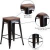 Flash Furniture Metal/Wood Colorful Restaurant Counter Stools, Red (Pack of 1)(Black-antique Gold)