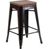 Flash Furniture Metal/Wood Colorful Restaurant Counter Stools, Red (Pack of 1)(Black-antique Gold)