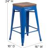 Flash Furniture Metal/Wood Colorful Restaurant Counter Stools, Red (Pack of 1)(Blue)