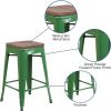 Flash Furniture Metal/Wood Colorful Restaurant Counter Stools, Red (Pack of 1)(Green)