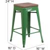 Flash Furniture Metal/Wood Colorful Restaurant Counter Stools, Red (Pack of 1)(Green)