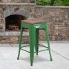 Flash Furniture Metal/Wood Colorful Restaurant Counter Stools, Red (Pack of 1)(Green)