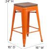 Flash Furniture Metal/Wood Colorful Restaurant Counter Stools, Red (Pack of 1)(Orange)
