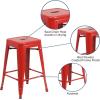 Flash Furniture Metal/Wood Colorful Restaurant Counter Stools, Red (Pack of 1)(Red)