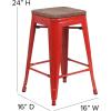 Flash Furniture Metal/Wood Colorful Restaurant Counter Stools, Red (Pack of 1)(Red)