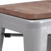 Flash Furniture Metal/Wood Colorful Restaurant Counter Stools, Red (Pack of 1)(Silver)