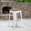Flash Furniture Metal/Wood Colorful Restaurant Counter Stools, Red (Pack of 1)(White)