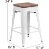 Flash Furniture Metal/Wood Colorful Restaurant Counter Stools, Red (Pack of 1)(White)