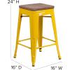 Flash Furniture Metal/Wood Colorful Restaurant Counter Stools, Red (Pack of 1)(Yellow)