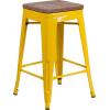 Flash Furniture Metal/Wood Colorful Restaurant Counter Stools, Red (Pack of 1)(Yellow)