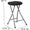 Flash Furniture Micah Foldable Stool with Black Plastic Seat and Titanium Gray Frame (Pack of 2)(set of 2)