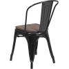 Flash Furniture Perry Metal Stackable Chair with Wood Seat, 1 Pack, Blue(Black)