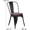 Flash Furniture Perry Metal Stackable Chair with Wood Seat, 1 Pack, Blue(Black)