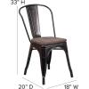 Flash Furniture Perry Metal Stackable Chair with Wood Seat, 1 Pack, Blue(Black-antique Gold)
