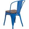 Flash Furniture Perry Metal Stackable Chair with Wood Seat, 1 Pack, Blue(Blue)