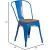 Flash Furniture Perry Metal Stackable Chair with Wood Seat, 1 Pack, Blue(Blue)