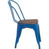 Flash Furniture Perry Metal Stackable Chair with Wood Seat, 1 Pack, Blue(Blue)