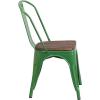 Flash Furniture Perry Metal Stackable Chair with Wood Seat, 1 Pack, Blue(Green)