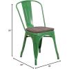 Flash Furniture Perry Metal Stackable Chair with Wood Seat, 1 Pack, Blue(Green)