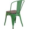 Flash Furniture Perry Metal Stackable Chair with Wood Seat, 1 Pack, Blue(Green)