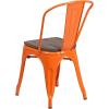 Flash Furniture Perry Metal Stackable Chair with Wood Seat, 1 Pack, Blue(Orange)