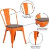 Flash Furniture Perry Metal Stackable Chair with Wood Seat, 1 Pack, Blue(Orange)