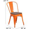 Flash Furniture Perry Metal Stackable Chair with Wood Seat, 1 Pack, Blue(Orange)
