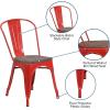 Flash Furniture Perry Metal Stackable Chair with Wood Seat, 1 Pack, Blue(Red)