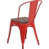 Flash Furniture Perry Metal Stackable Chair with Wood Seat, 1 Pack, Blue(Red)