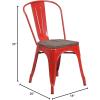 Flash Furniture Perry Metal Stackable Chair with Wood Seat, 1 Pack, Blue(Red)