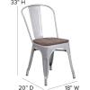 Flash Furniture Perry Metal Stackable Chair with Wood Seat, 1 Pack, Blue(Silver)