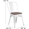Flash Furniture Perry Metal Stackable Chair with Wood Seat, 1 Pack, Blue(White)