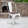 Flash Furniture Perry Metal Stackable Chair with Wood Seat, 1 Pack, Blue(White)