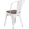 Flash Furniture Perry Metal Stackable Chair with Wood Seat, 1 Pack, Blue(White)