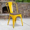Flash Furniture Perry Metal Stackable Chair with Wood Seat, 1 Pack, Blue(Yellow)