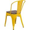 Flash Furniture Perry Metal Stackable Chair with Wood Seat, 1 Pack, Blue(Yellow)