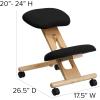 Flash Furniture Posey Mobile Wooden Kneeling Office Chair for Improved Posture, Height-Adjustable Ergonomic Office Kneeling Chair, Natural/Black(Black)