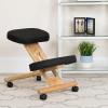 Flash Furniture Posey Mobile Wooden Kneeling Office Chair for Improved Posture, Height-Adjustable Ergonomic Office Kneeling Chair, Natural/Black(Black)