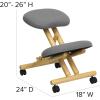 Flash Furniture Posey Mobile Wooden Kneeling Office Chair for Improved Posture, Height-Adjustable Ergonomic Office Kneeling Chair, Natural/Black(Grey)