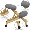 Flash Furniture Posey Mobile Wooden Kneeling Office Chair for Improved Posture, Height-Adjustable Ergonomic Office Kneeling Chair, Natural/Black(Grey)