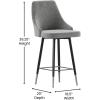 Flash Furniture Shelly Set of 2 Commercial Bar Height Bar Stools – Black LeatherSoft Upholstery – Black Metal Frames – 30″ High – Chrome Feet and Footrests(Grey)